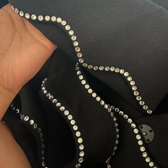 COPY - MACH & MACH Black Crystal Embellished Trim Blazer Jacket - Picture 5 of 9